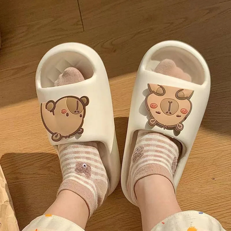 Fashion Women's Slippers Soft PVC Capybara Slippers Cute Comfortable Casual Shoes Non-Slip Shoes Solid Color Bathroom Sandals