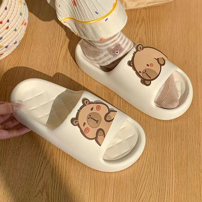 Fashion Women's Slippers Soft PVC Capybara Slippers Cute Comfortable Casual Shoes Non-Slip Shoes Solid Color Bathroom Sandals